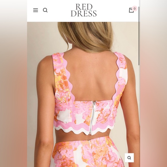 Red Dress Boutique Floral Pink and Orange Skirt Set - Picture 2 of 10